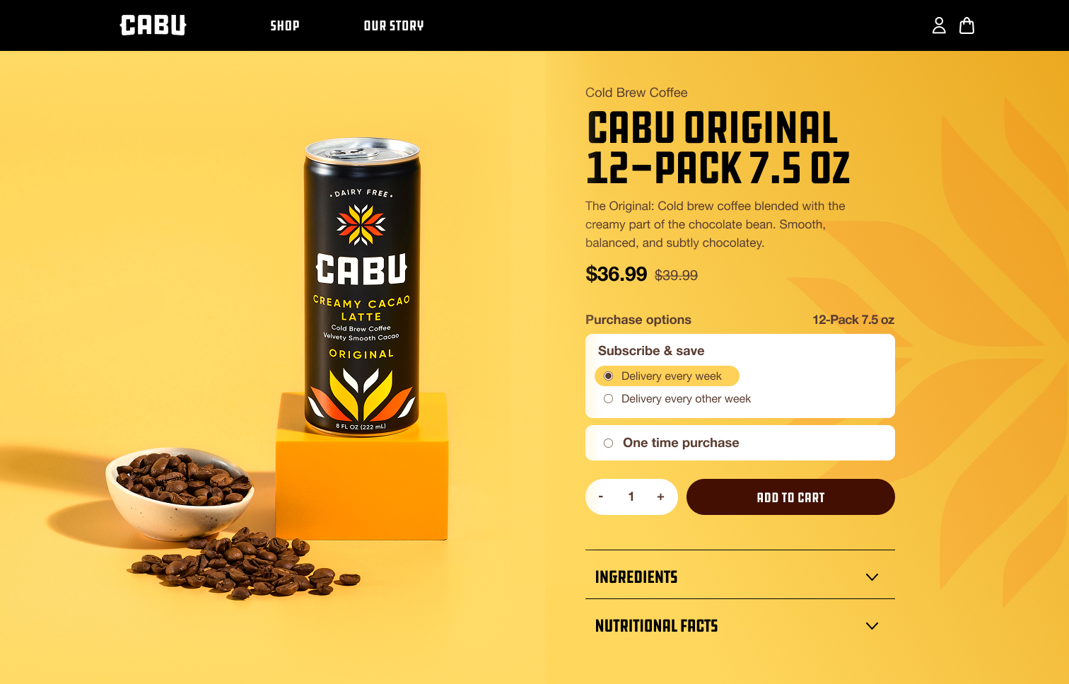 After. Cabu product page with subscribe and save
