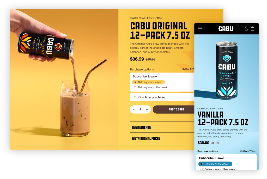Cabu product page with subscribe and save on desktop and mobile