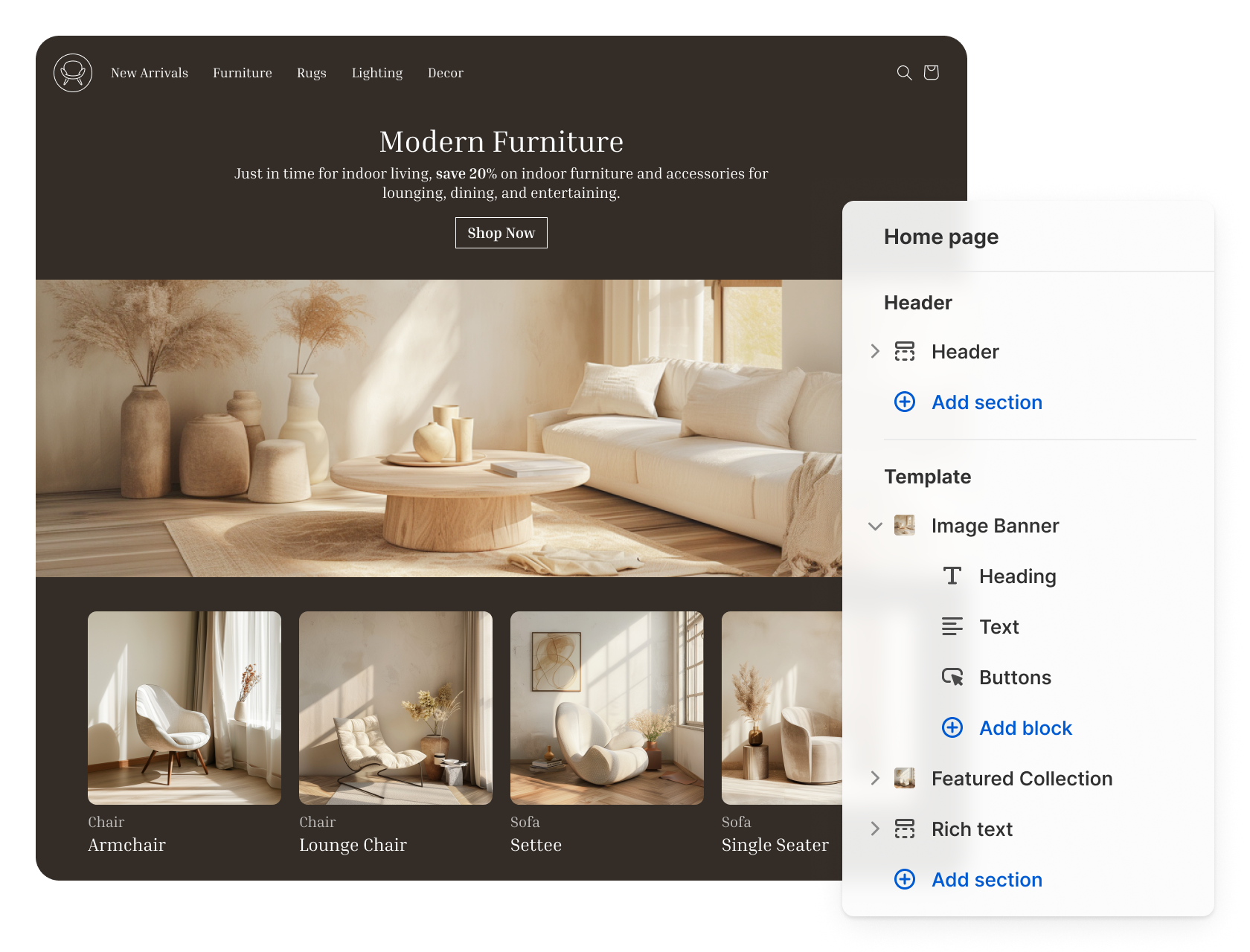 Shopify theme editor after a leaner code pass