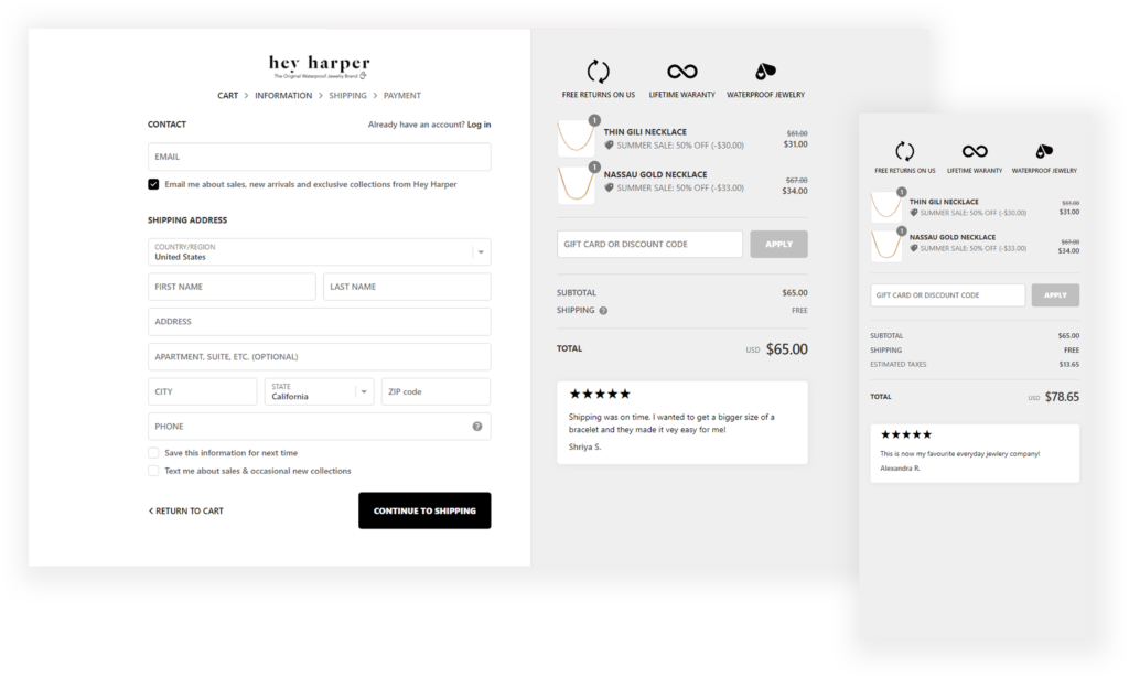 Hey Harper side cart on Shopify