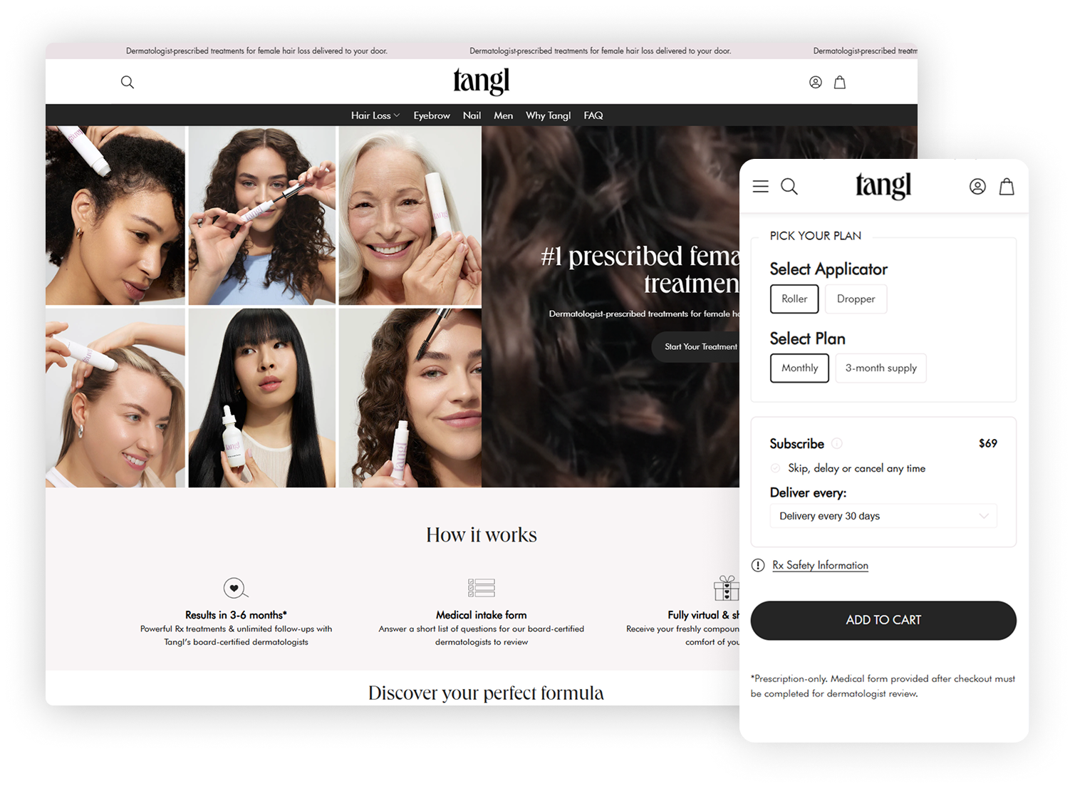 Tangl telehealth Shopify storefront