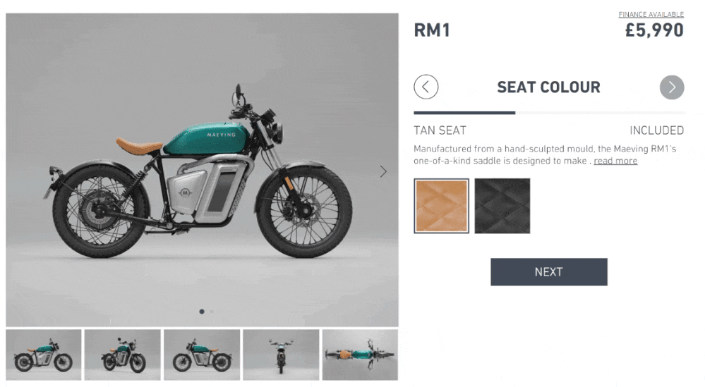 Maeving seat colour customization