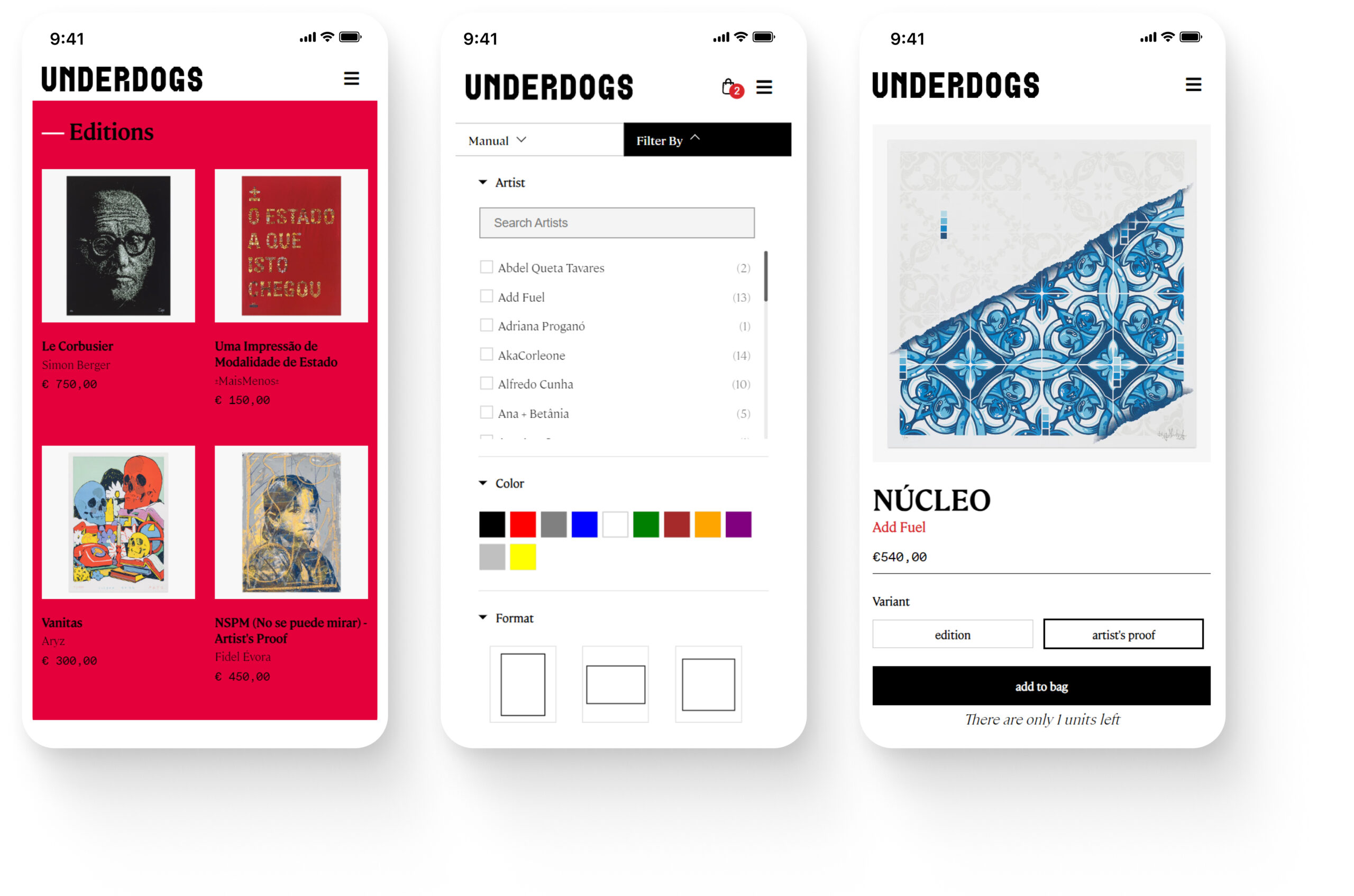 Underdogs Gallery improved Shopify interface